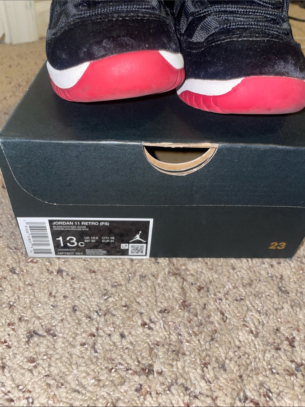 Kids Jordan 11 Retro (PS) Black and Red Sneakers